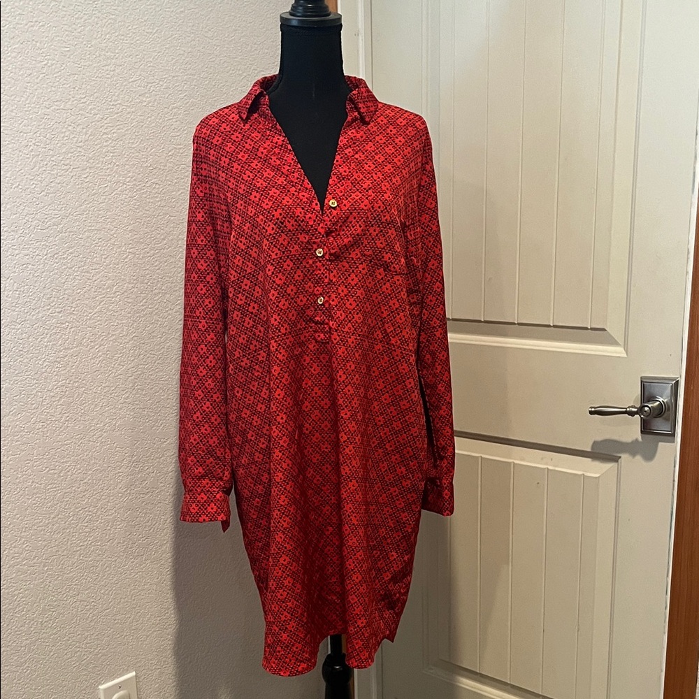 The Limited Red Patterned Long Sleeve Dress